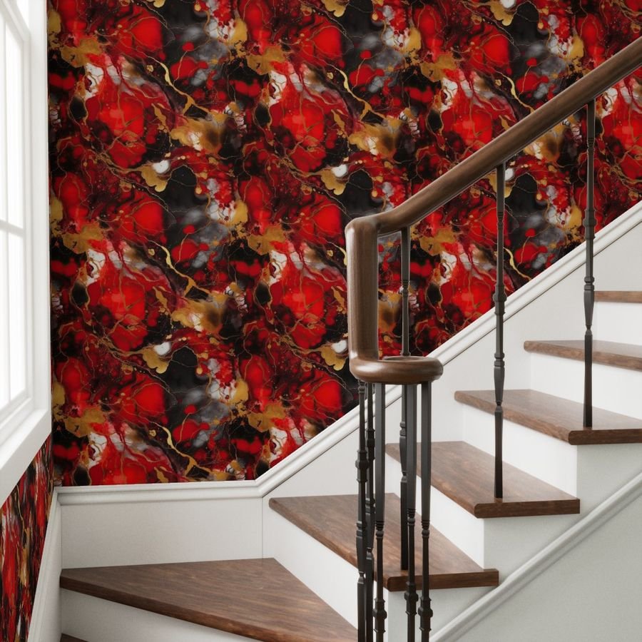 Red Black and Gold Alcohol Ink 2 Wallpaper red and gold wallpaper