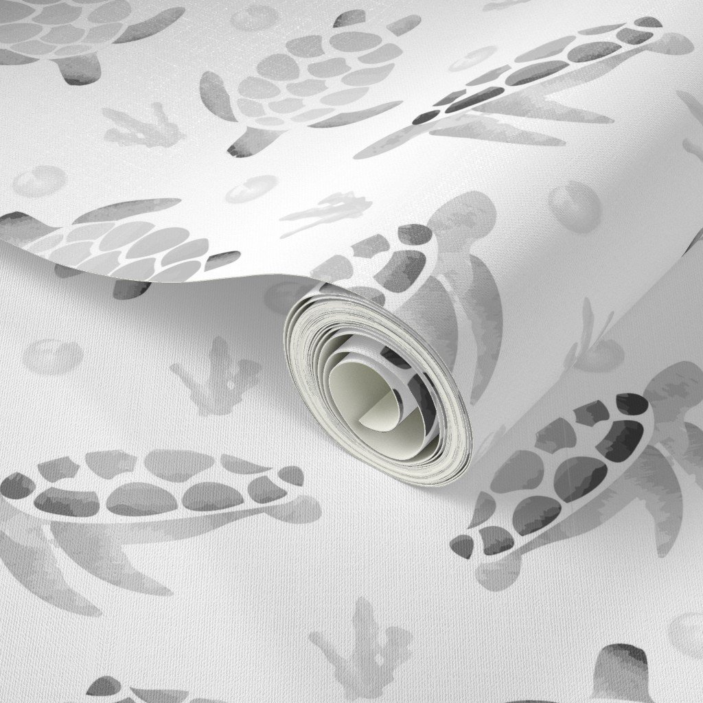 Grey Ombre Watercolor Sea Turtle Print Interior Collection Home Decor Collection grey turtles wallpaper