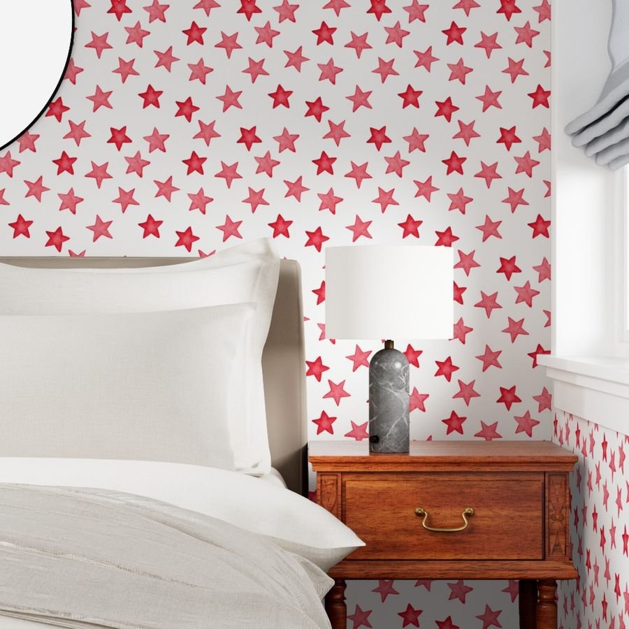 Large Faded Red Christmas Stars on White Wallpaper red star wallpaper
