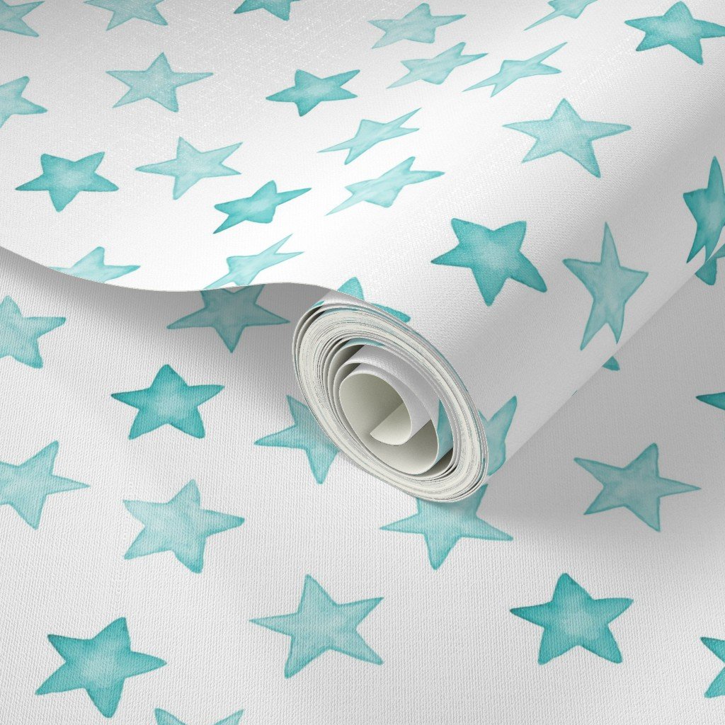 Faded Aqua Christmas Stars on White Wallpaper faded aqua wallpaper