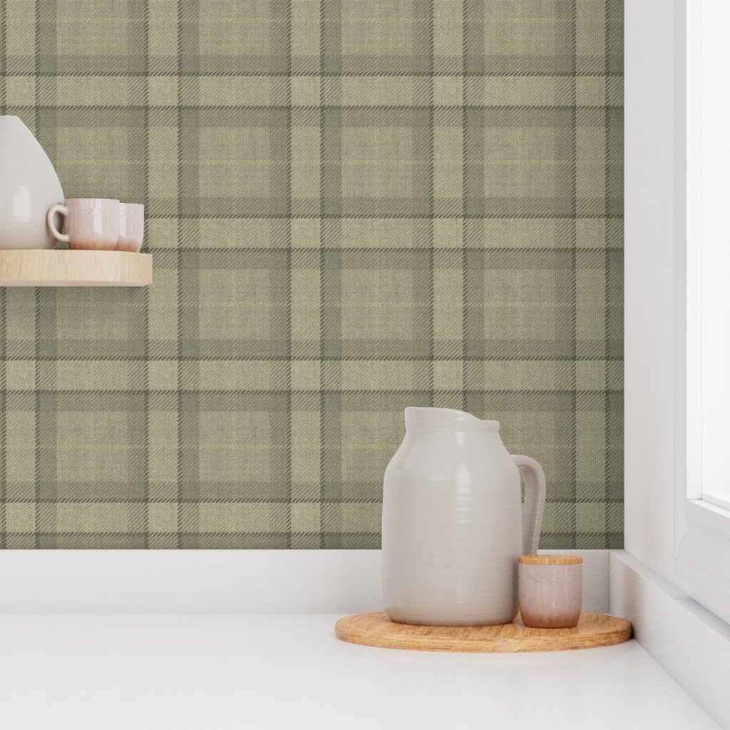 Yellow Gold Vintage Christmas Tartan Plaid Wallpaper lifestyle view
