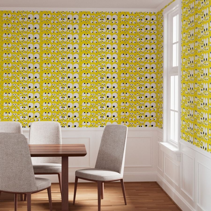 Googly Goo Goo Eyes on Neon Yellow Interior Collection Design Collection goo goo wallpaper