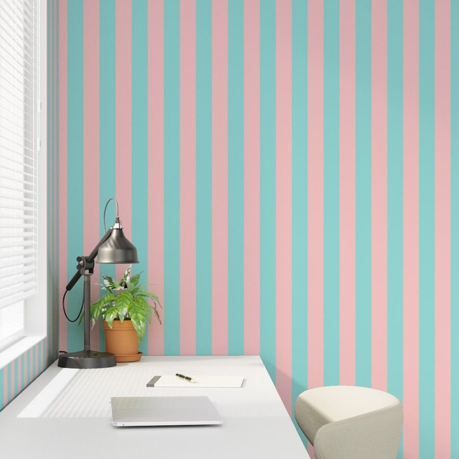 Pink and Aqua Summer Gazebo Cabana Tent 2 Inch Stripes Wallpaper pink sand wallpaper