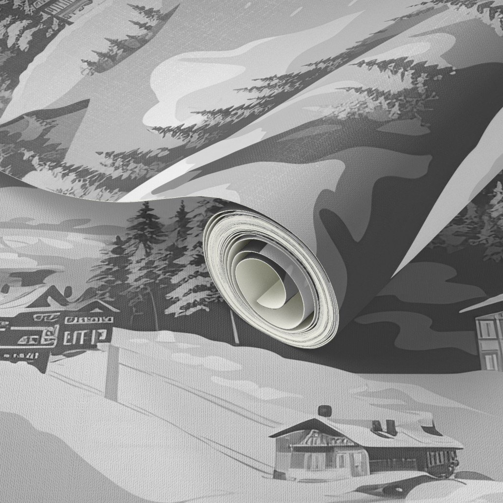 Small Montana Winter Cabins Montana with Evergreens in Grey Wallpaper snow cabin wallpaper