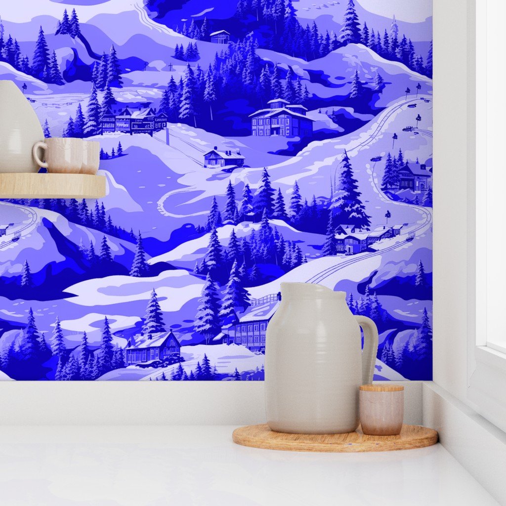 Small Montana Winter Cabins Montana with Evergreens in Royal China Wallpaper snow cabin wallpaper