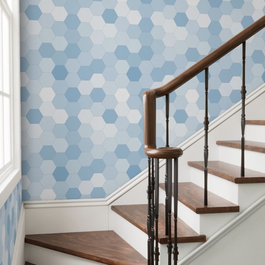 Hexagonal Blue Serenity Honeycomb Pattern Wallpaper gradient effect wallpaper