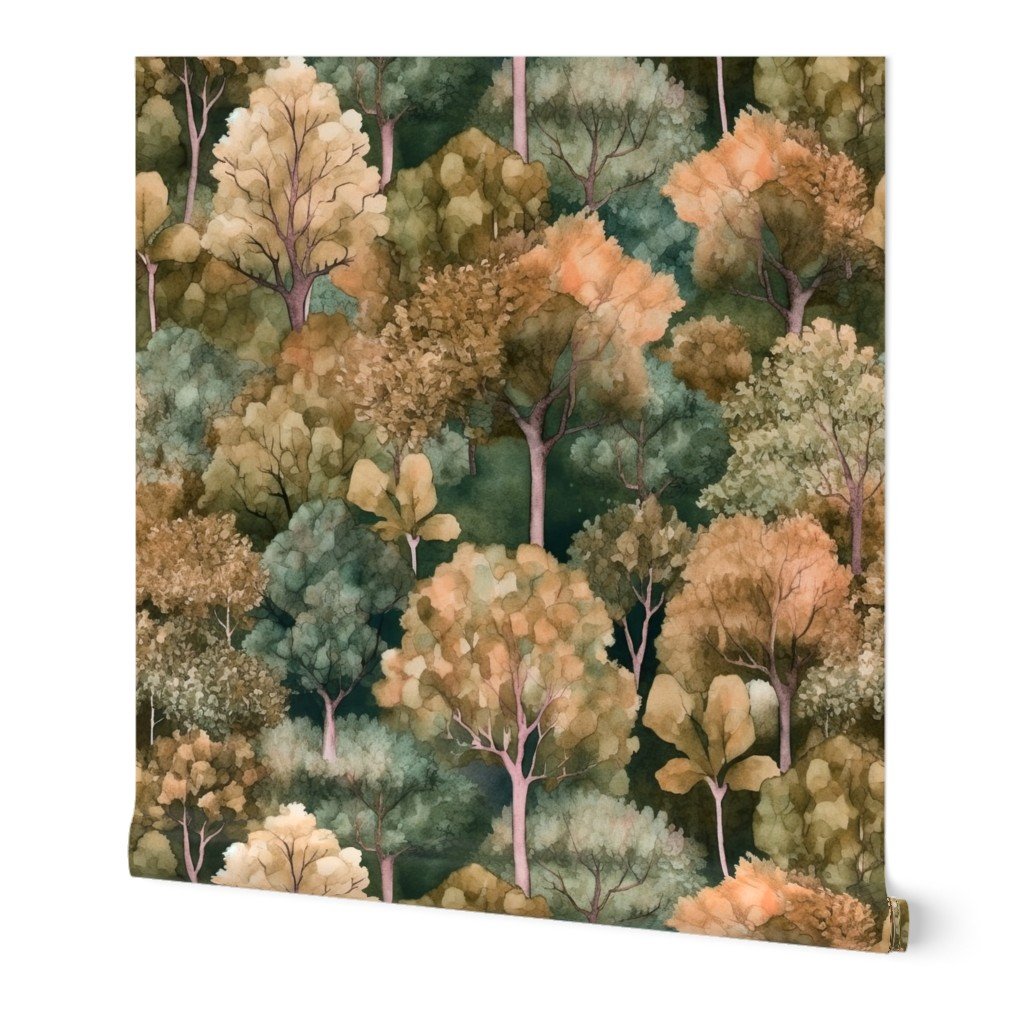 Endless Forest Watercolor - Golden Autumn Wallpaper golden autumn wallpaper