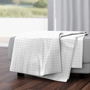 1 Inch Grid Line Pattern with Mid Grey Lines on White Home Decor Collection Home Styling Collection 1 inch throw blanket design