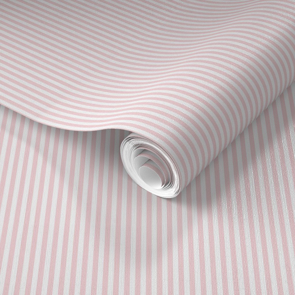 Soft Blush Pink Pinstripe in an English Country Garden Wallpaper pink stripes wallpaper