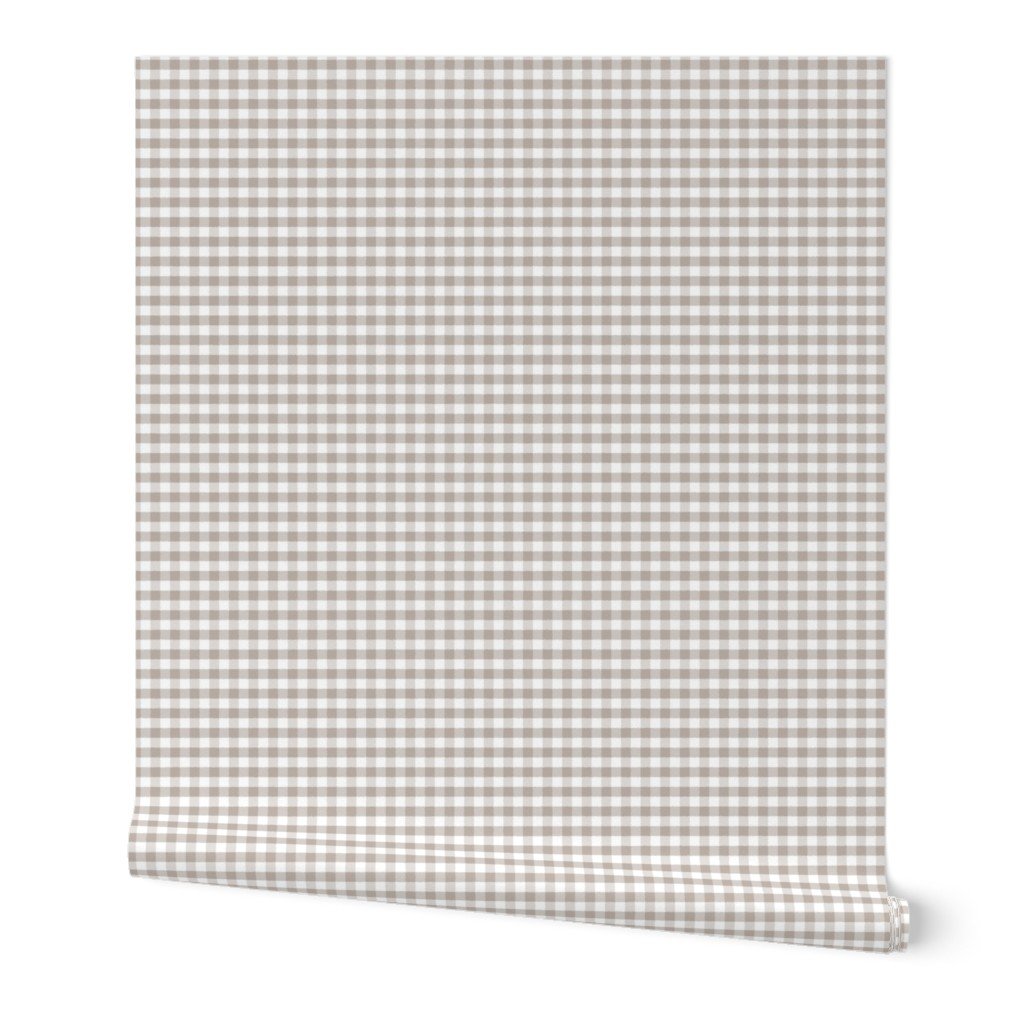 Misty Taupe Gingham Check Plaid Pattern Wallpaper soft tones wallpaper