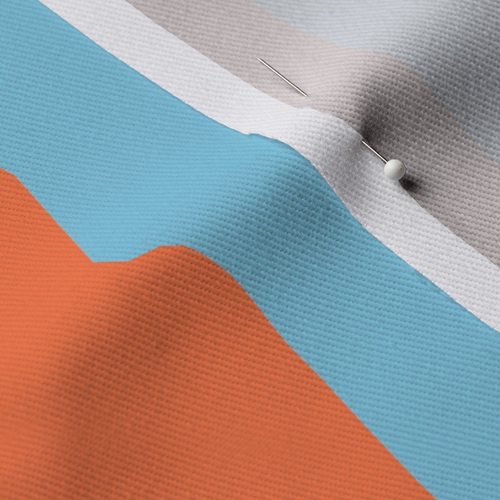 Bold Coastal Classic Coral and Sky Blue Cabana Tent Stripe Fabric bold fabric
