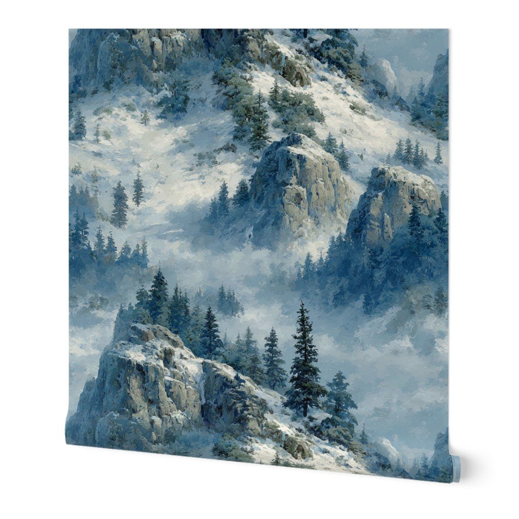 Olympic National Park Winter Christmas Watercolor Landscape Wallpaper coastline wallpaper