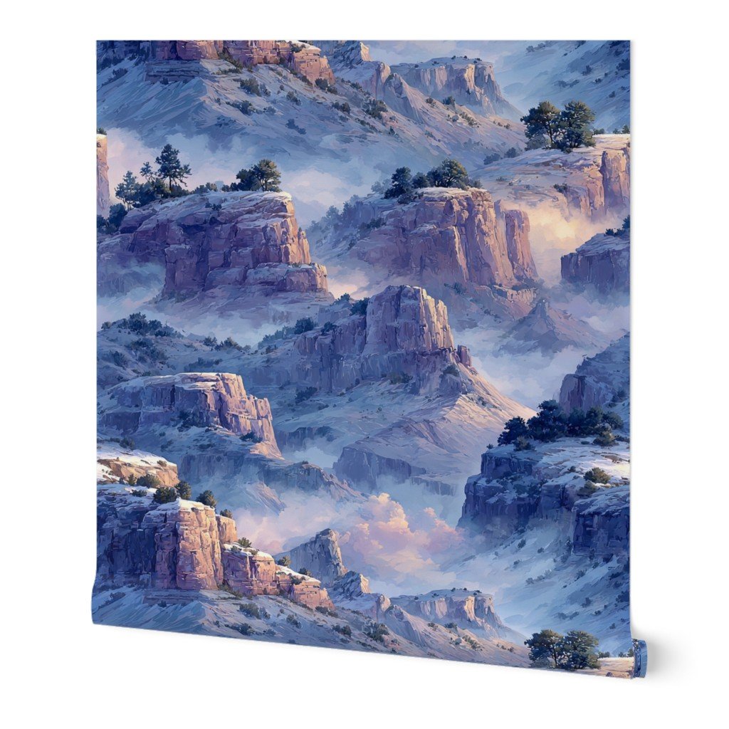 Winter Silence Over the Grand Canyon Watercolor Landscape Wallpaper grand canyon wallpaper