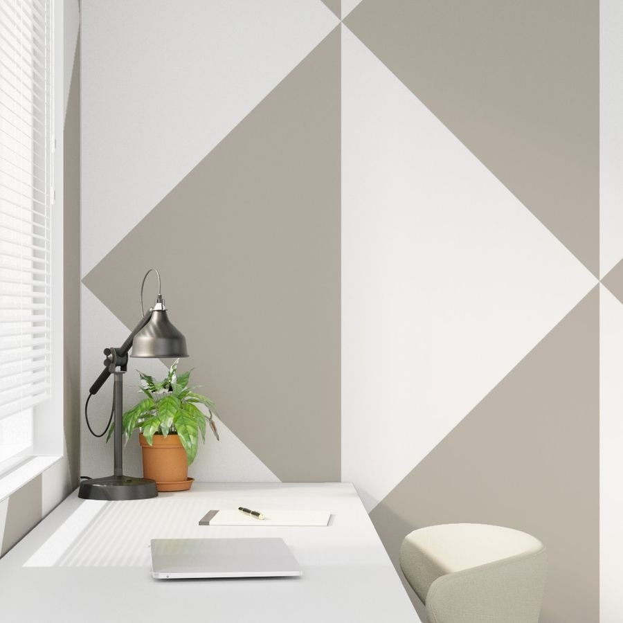 Bold Greige and White Oversized Geometric Diamond Wallpaper Wallpaper abstract wallpaper