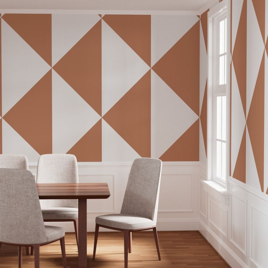 Bold Soft Clay and White Oversized Geometric Diamond Wallpaper soft clay wallpaper