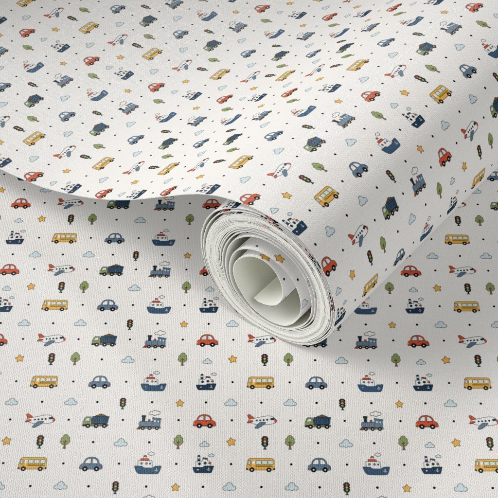Transportation Pattern With Cars Planes Boats Trains And Buses Wallpaper cars wallpaper