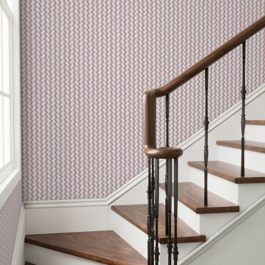 Vintage English Garden Tiny Soft Pink Rose Stripe Pattern on White Wall Wallpaper botanical wallpaper