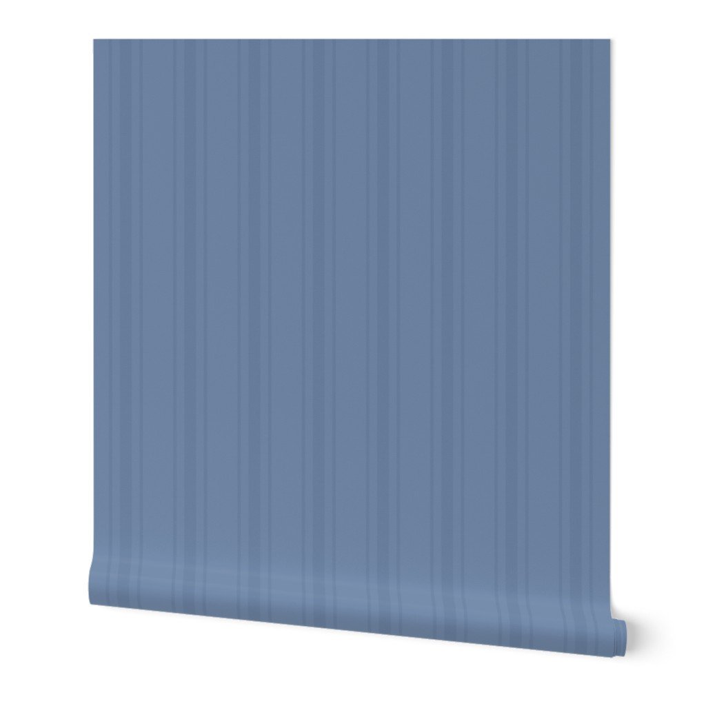 Tonal Dusty Blue Tailored Ticking Stripe Cottage Farmhouse Wide Strip Wallpaper stripe pattern wallpaper