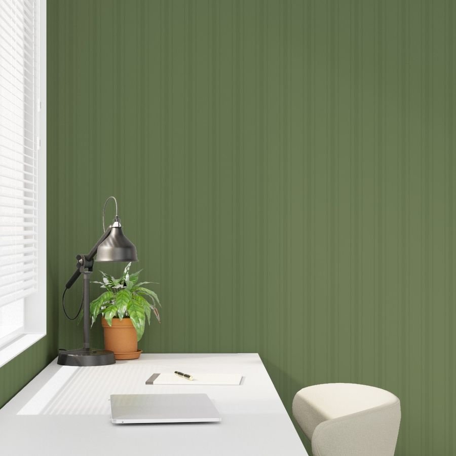 Tonal Olive Green Tailored Ticking Stripe Cottage Farmhouse Wide Stri Wallpaper stripe pattern wallpaper