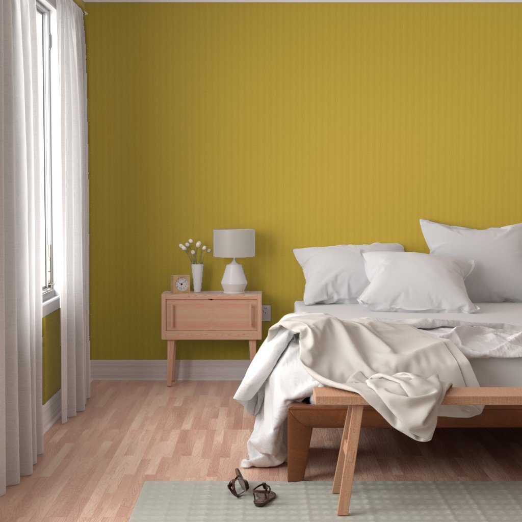 Tonal Gold Yellow Tailored Ticking Stripe Cottage Farmhouse Small Sca Wallpaper tonal stripe wallpaper