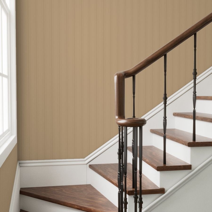 Tonal Sandstone Tailored Ticking Stripe Cottage Farmhouse Wide Strip Wallpaper tonal stripe wallpaper