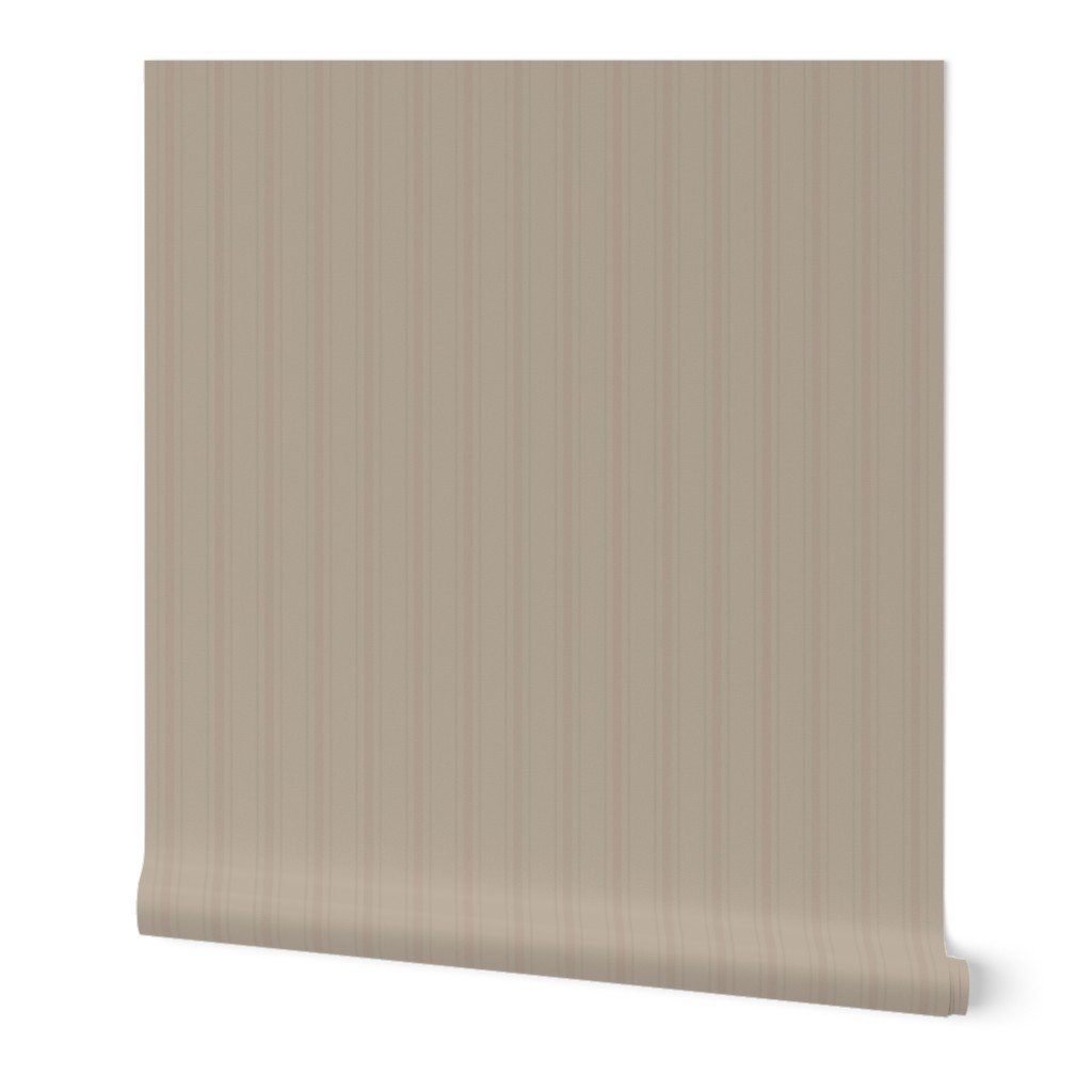 Tonal Taupe Tailored Ticking Stripe Cottage Farmhouse Small Scalee Wallpaper thin stripe wallpaper