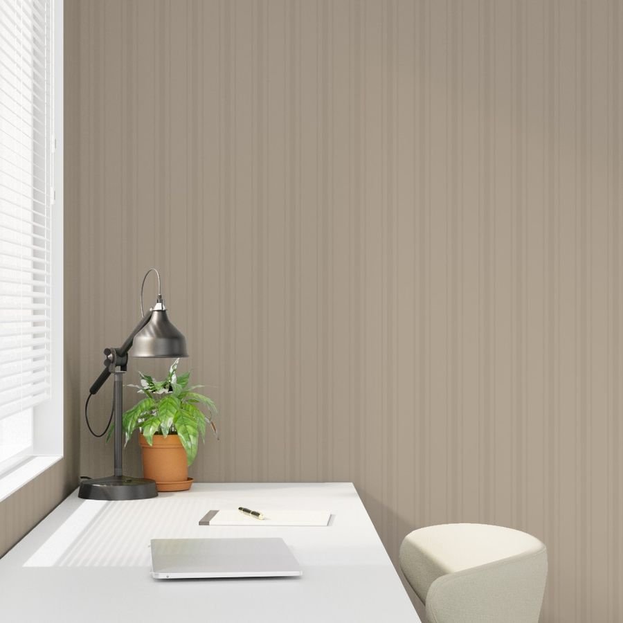 Tonal Taupe Tailored Ticking Stripe Cottage Farmhouse Wide Stripe Wal Wallpaper tonal stripe wallpaper