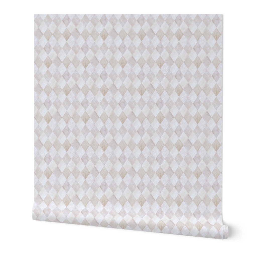 Small Light and Dark Beech and Oak Wood Harlequin Diamond Check Marquetry Wallpaper light wood wallpaper