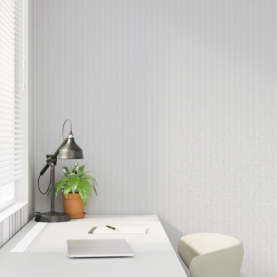 Classic Navy Blue Pinstripe on White Office Stripe Pattern Wallpaper banker stripe wallpaper