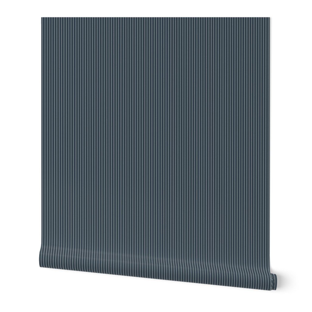 Classic White Pinstripe on Charcoal Gray Office Stripe Pattern Wallpaper banker stripe wallpaper