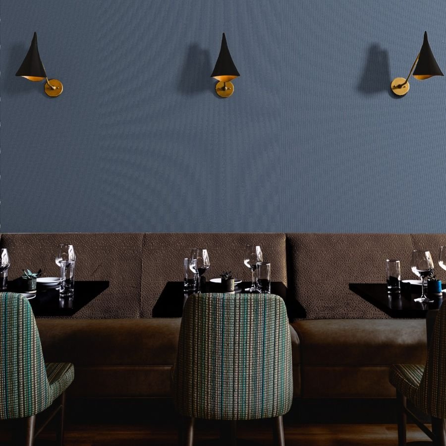 Classic White Pinstripe on Slate Blue Office Stripe Pattern Wallpaper banker stripe wallpaper