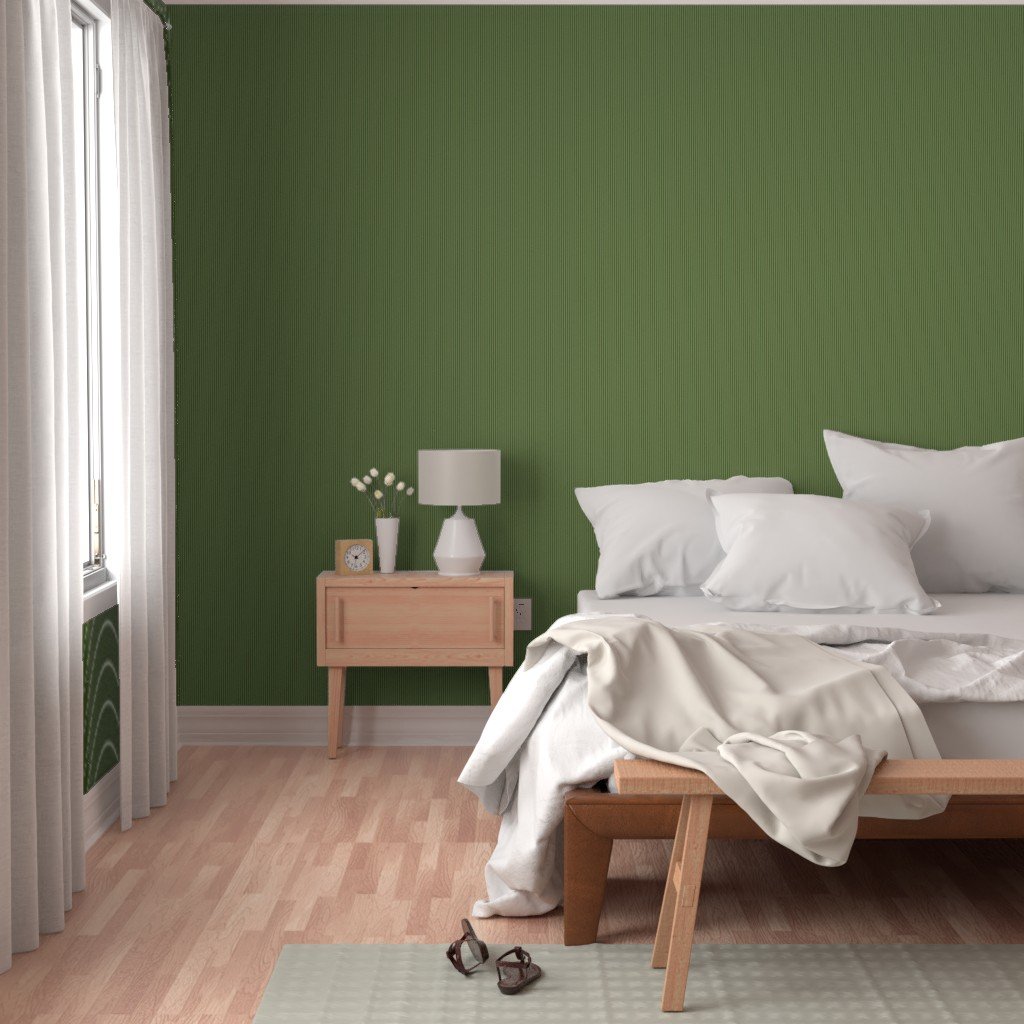 Classic White Pinstripe on Olive Green Office Stripe Pattern Wallpaper banker stripe wallpaper