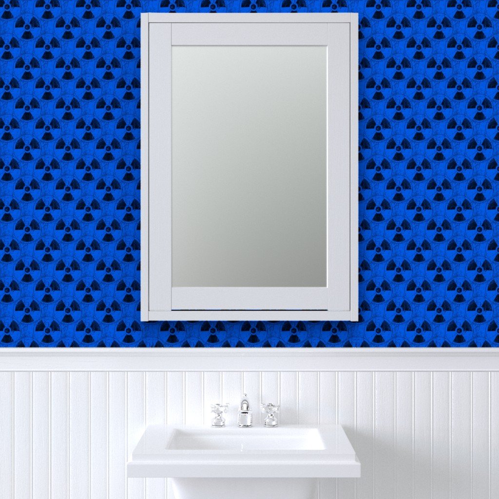 Electric Blue and Black Radiation Warning Grunge Pattern Wallpaper electric blue wallpaper