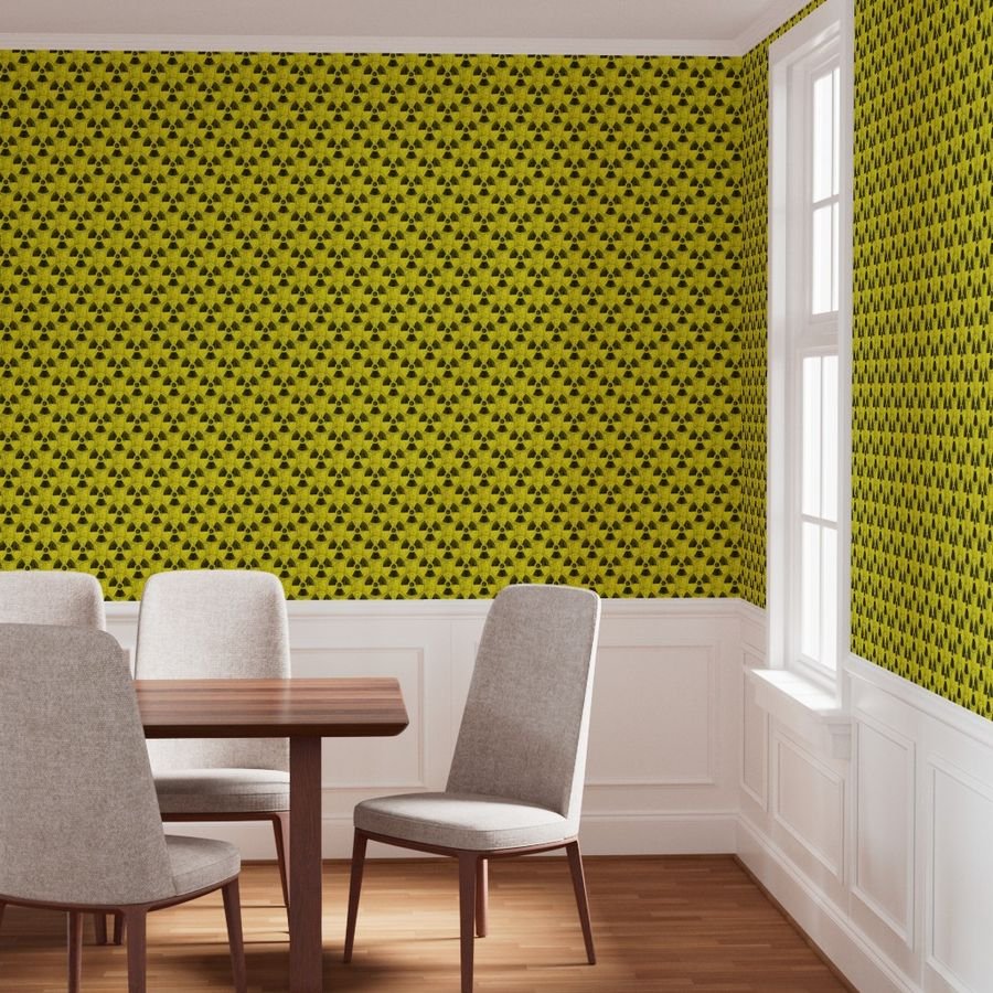 Toxic Yellow and Black Radiation Warning Grunge Pattern Wallpaper hazard symbol wallpaper