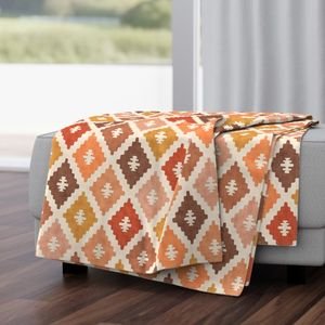 Large Sun Bleached Vintage Diamond Textile Interior Collection Home Decor Collection earth tone throw blanket design