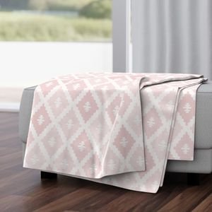 Large Sun Faded Mediterranean Diamond Pattern in Blush Shell Pink Design Collection Home Styling Collection blush pink throw blanket design