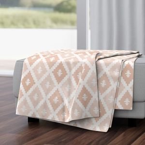Large Sun Faded Mediterranean Diamond Pattern in Peach Sand Pink Decor Collection Interior Collection blush peach throw blanket design