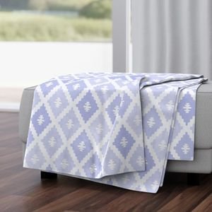 Large Sun Faded Mediterranean Diamond Pattern in Lavender Mist Blue Decor Collection Home Decor Collection faded blue throw blanket design