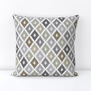 Small Weathered Olive Sage Diamond Pattern in Charcoal and Sand Home Styling Collection Home Decor Collection olive beige throw pillow design