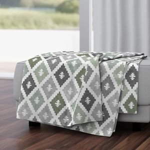 Large Weathered Sage Green Diamond Pattern in Charcoal Gray Interior Collection Decor Collection faded eucalyptus throw blanket design
