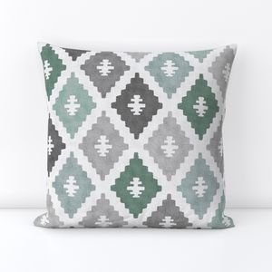 Large Weathered Seafoam Diamond Pattern in Charcoal Gray Decor Collection Home Decor Collection faded mint throw pillow design
