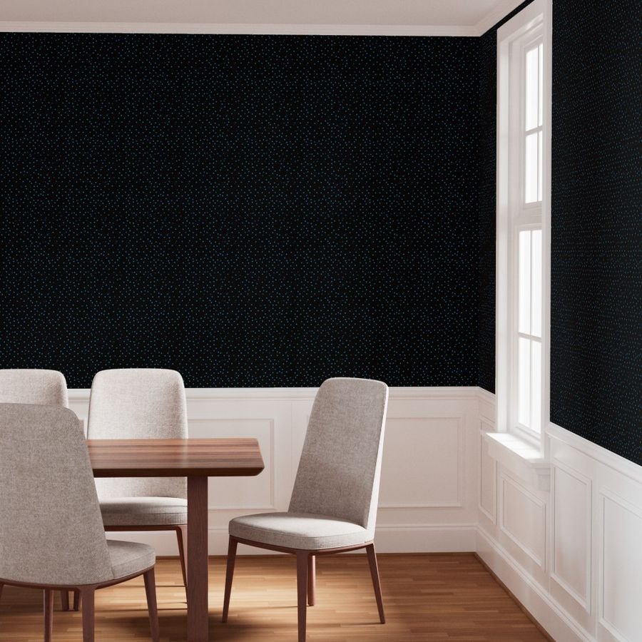 Halloween Will O Wisps Blue Black Seamless Pattern Wallpaper black wallpaper