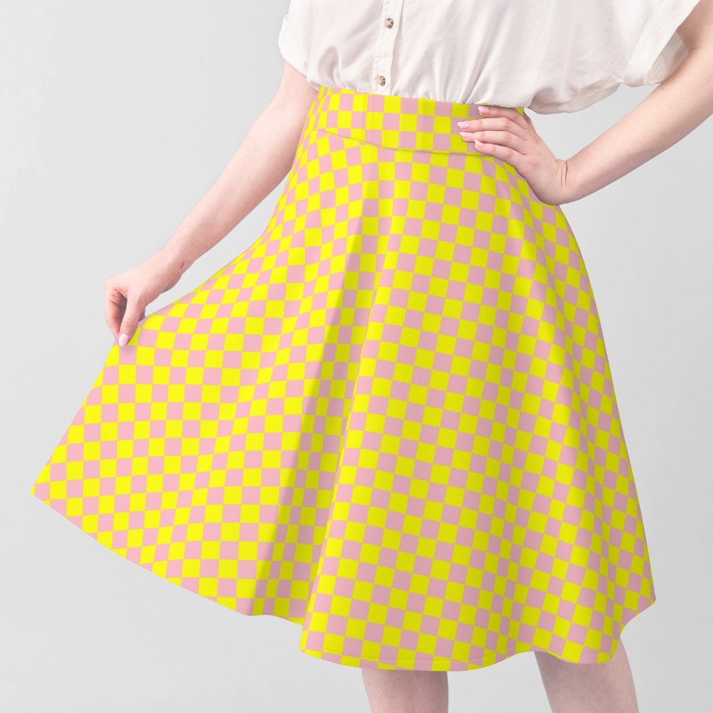 Classic Pink and Yellow 1 Inch Check Fabric 1 inch check fabric