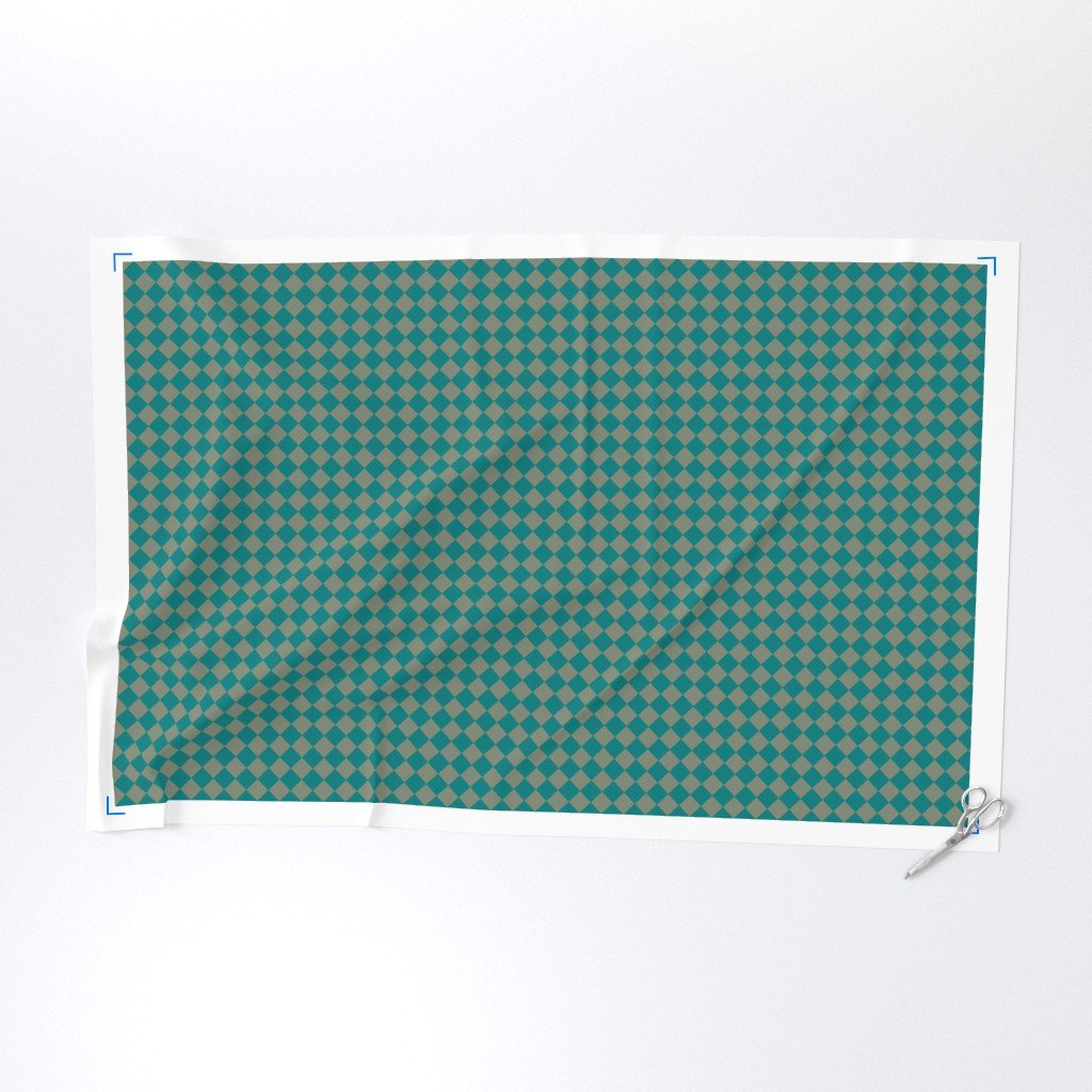 Classic Teal and Sage Green 1 Inch Diagonal Check Fabric cool tone fabric
