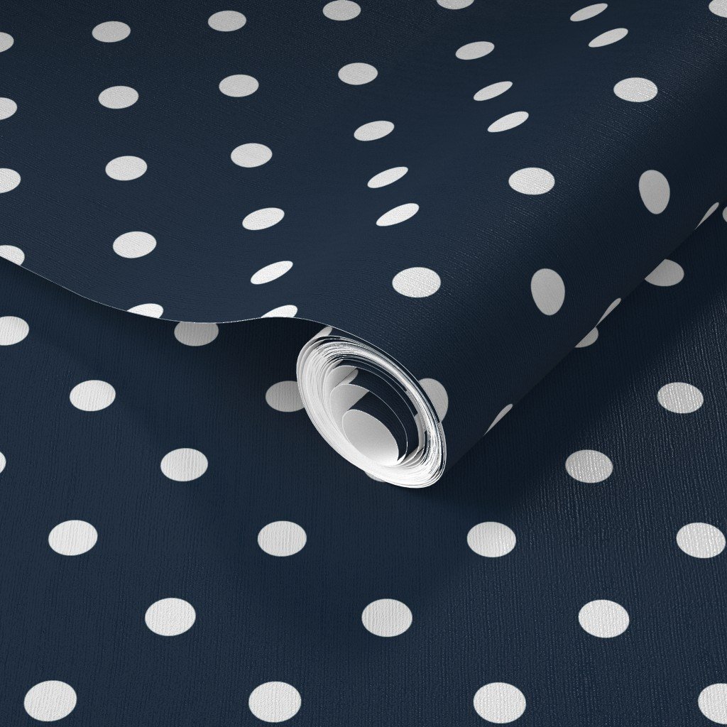 Mini White Polkadots on Navy Blue Wallpaper navy blue wallpaper