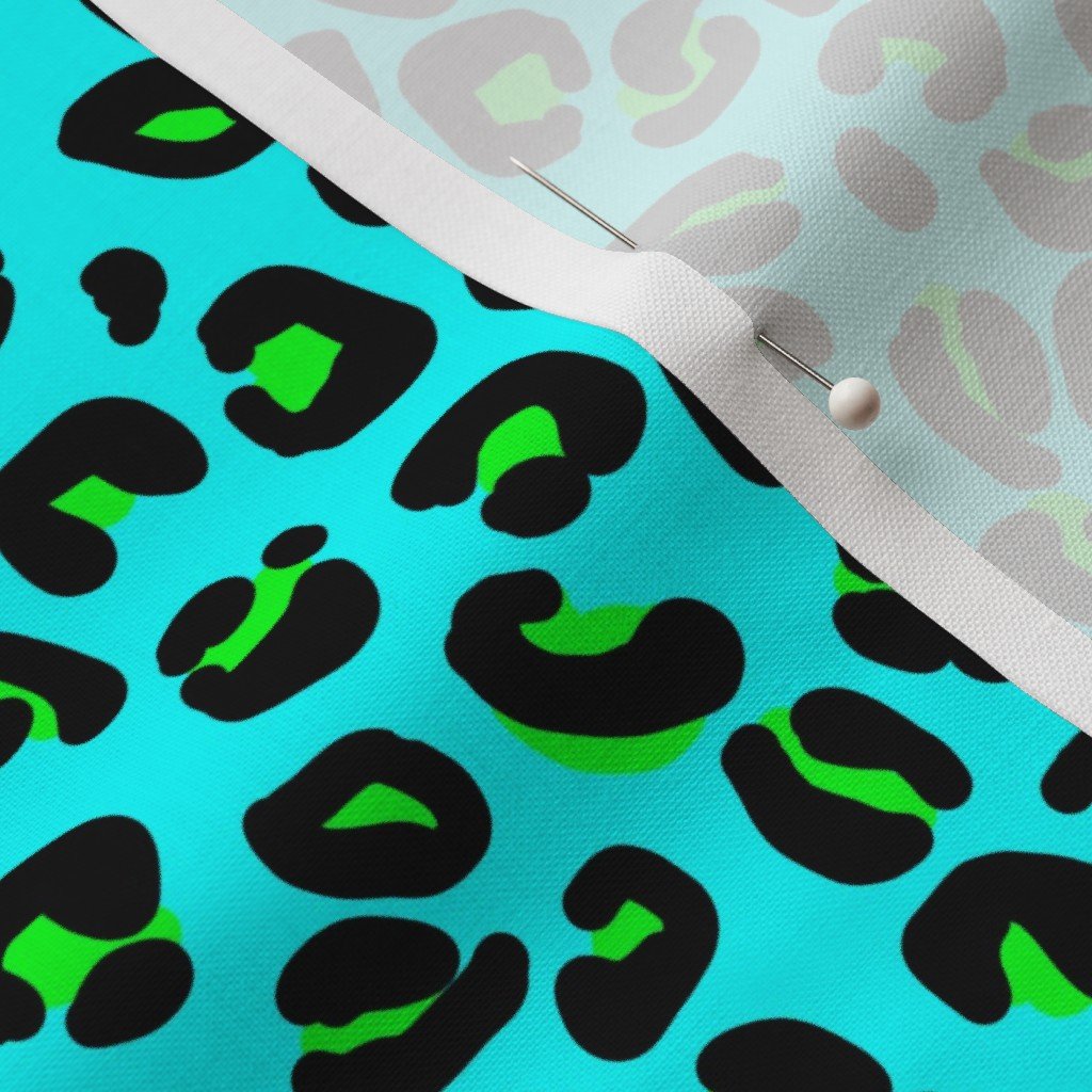 Leopard Spots Aqua Fabric leopard fur fabric