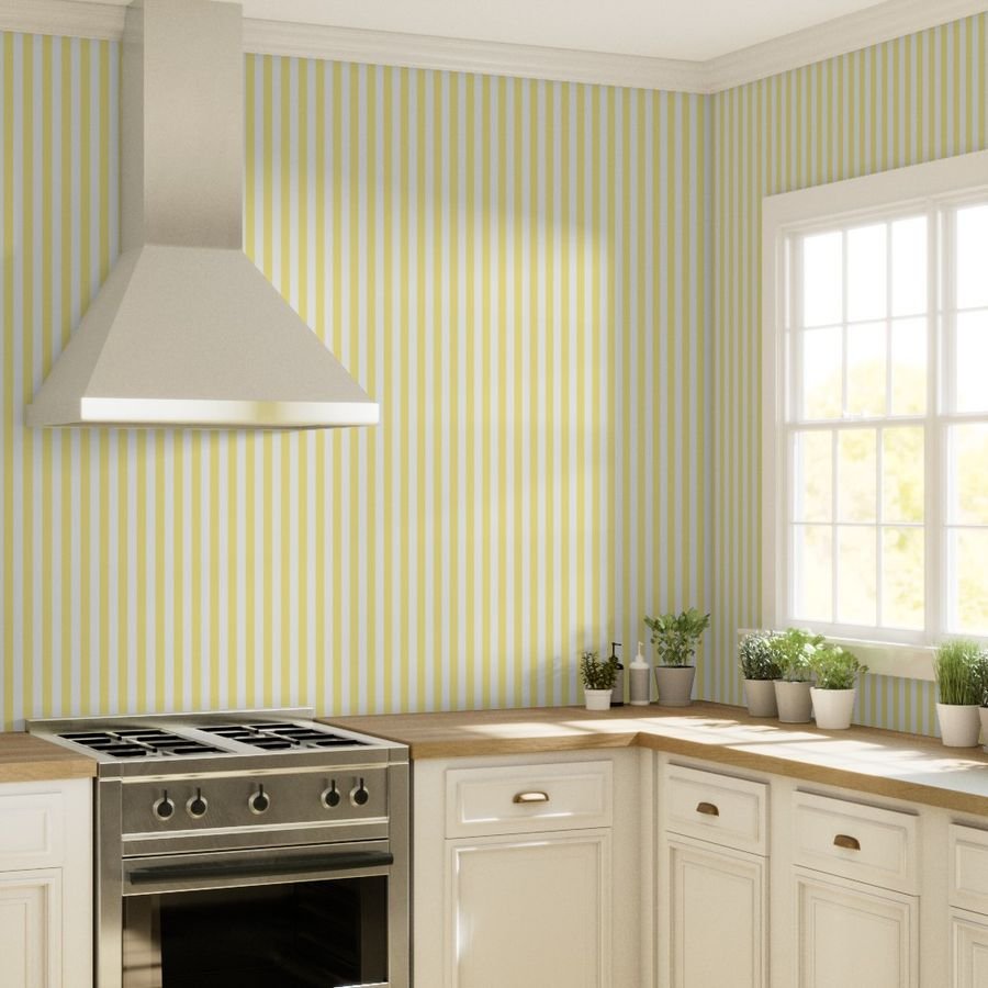 Buttermilk Yellow and White Wide Stripes Wallpaper yellow striped wallpaper