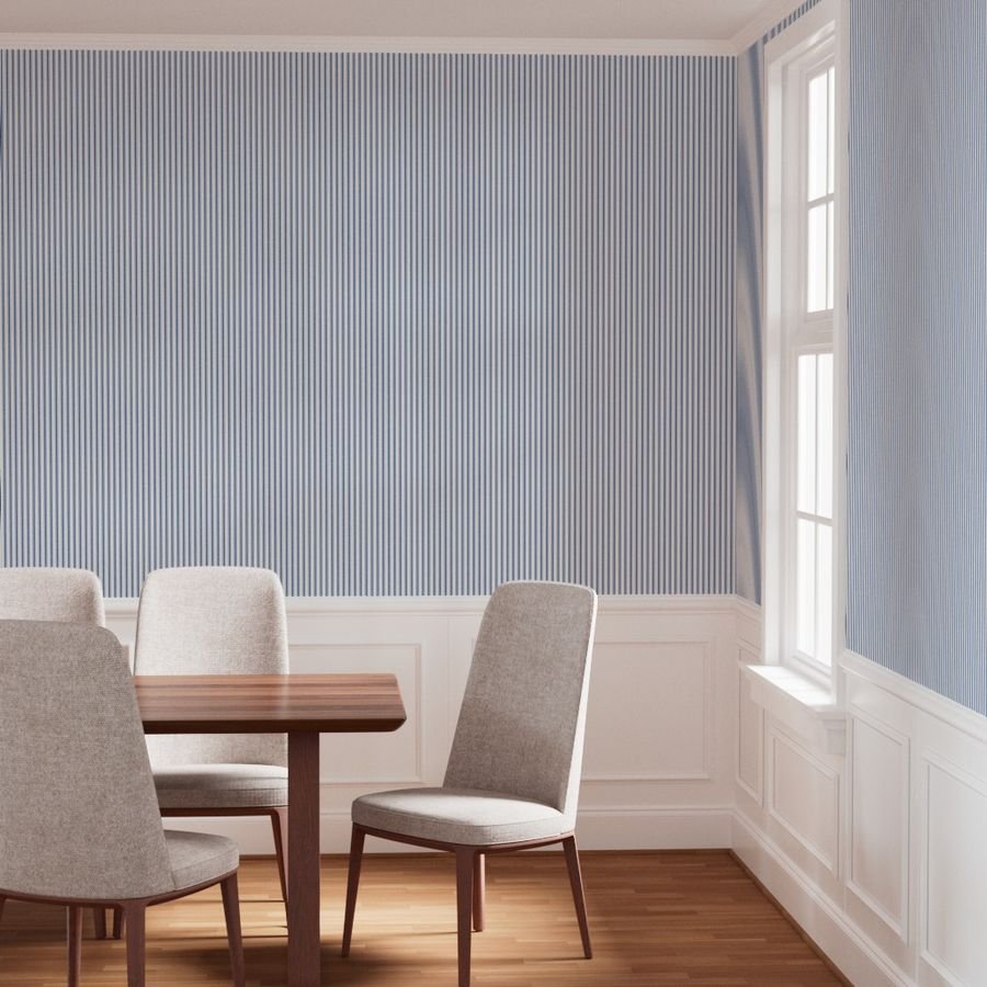 Mattress Ticking Dark Blue Wallpaper blue white ticking wallpaper