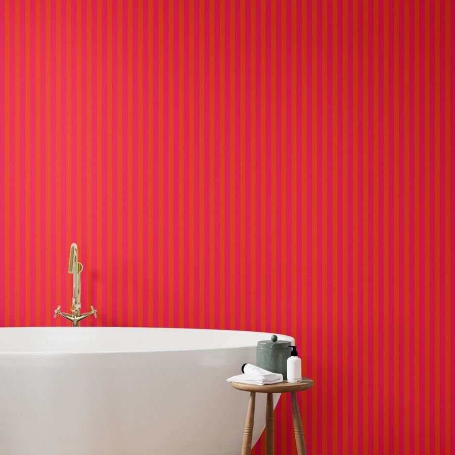 Neon Orange and Pink Vertical Stripes Wallpaper orange and pink wallpaper