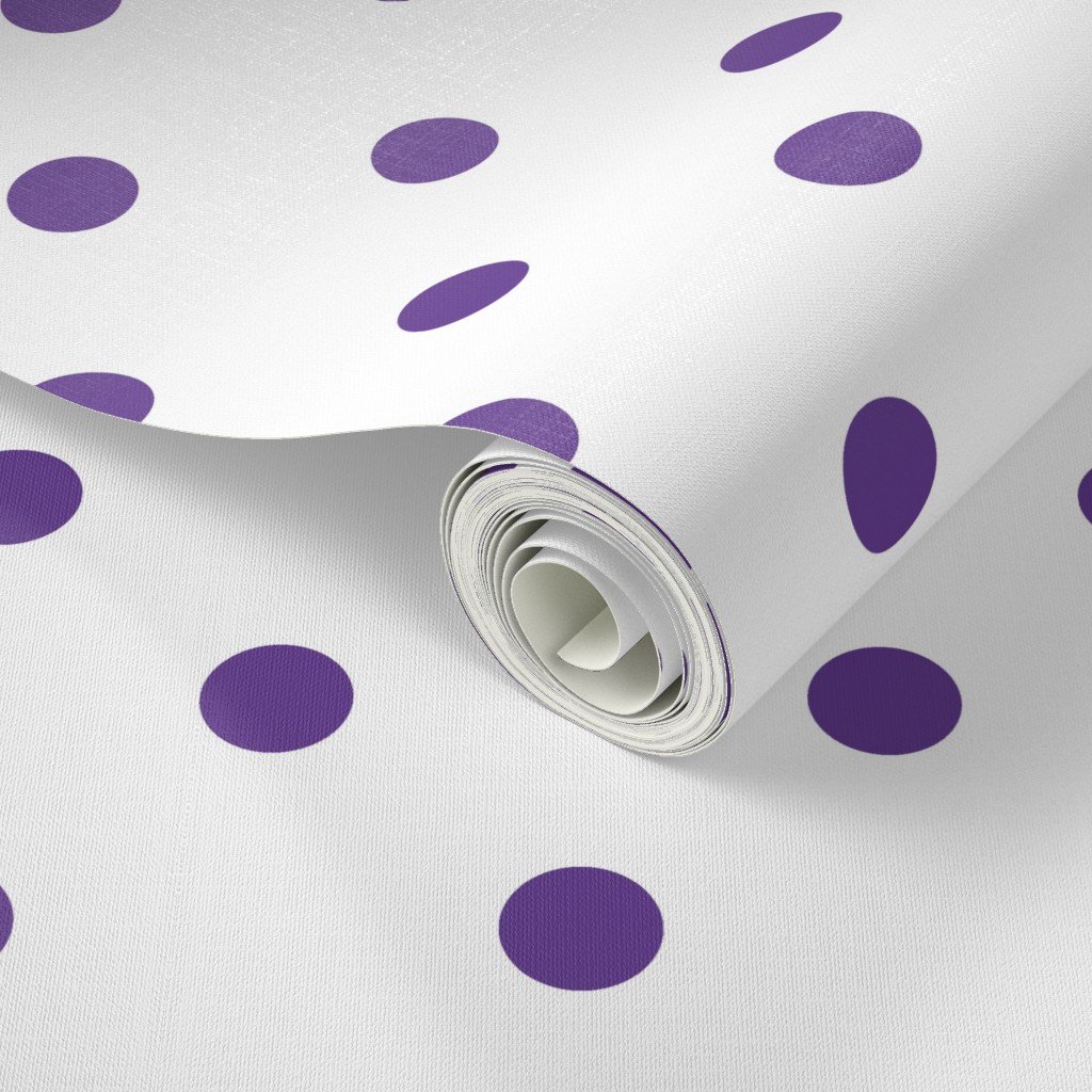 Ultra Violet Purple Polkadots on White Wallpaper ultra violet purple wallpaper